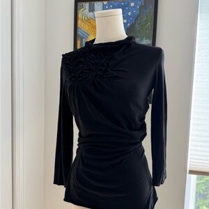 Anthropologie Black Ruched Top